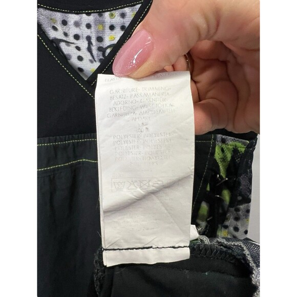 Vintage CACHE Y2K Black Green Graphic Asymmetrical Dress Goth Indie Grunge 40 - Picture 12 of 14